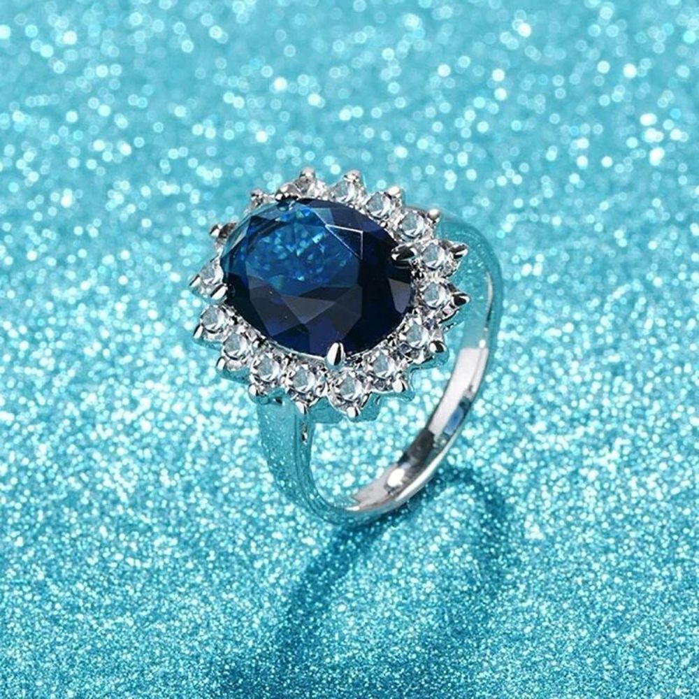 Oval Sapphire Blue Stone Ring Womens Sterling Silver Jewelry New - Picture 3 of 7